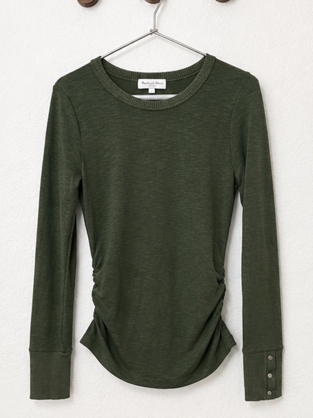 Michael Stars Olive Green Long Sleeve Top with Snap Cuffs